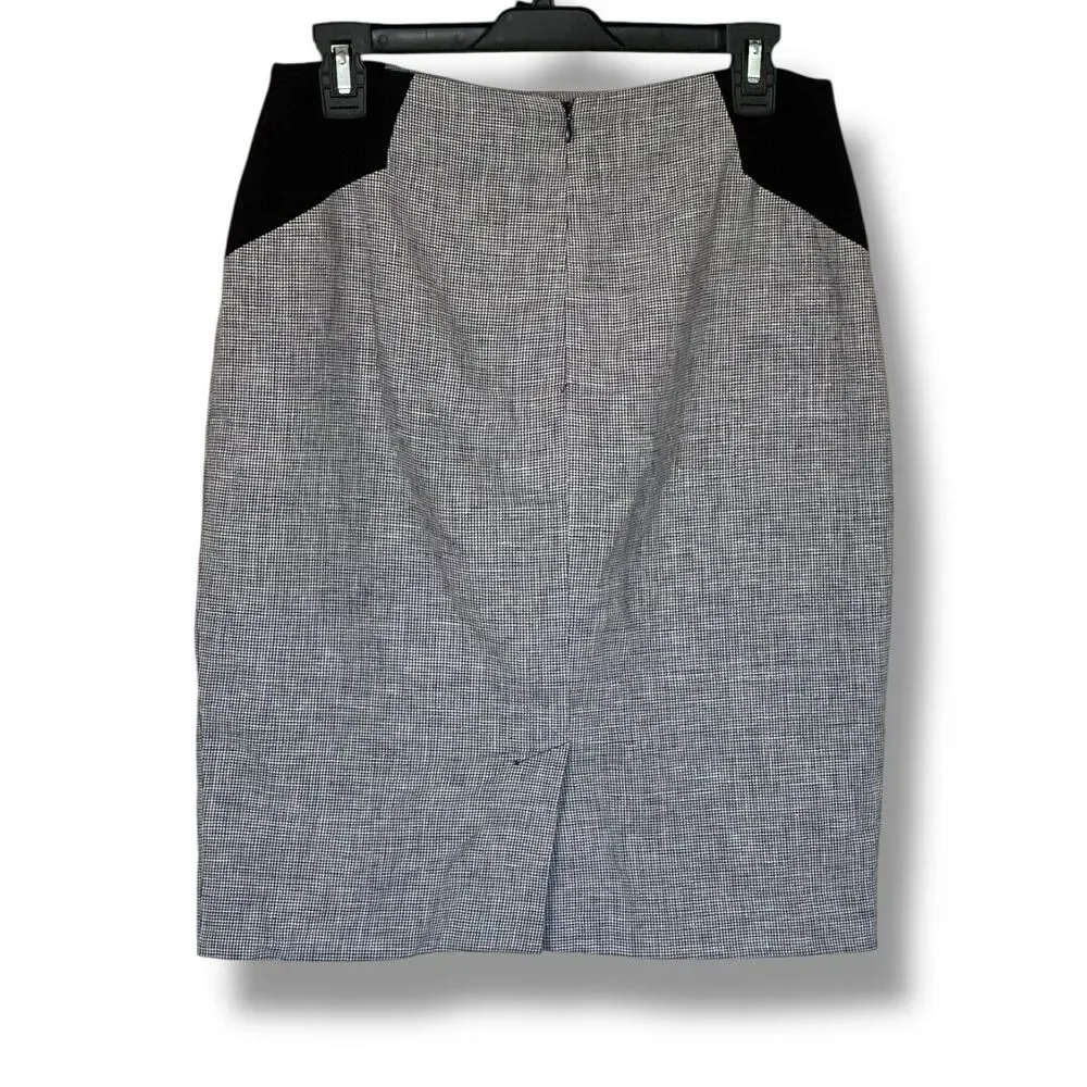 Calvin Klein Linen Blend Pencil Skirt Gray Black Size 2